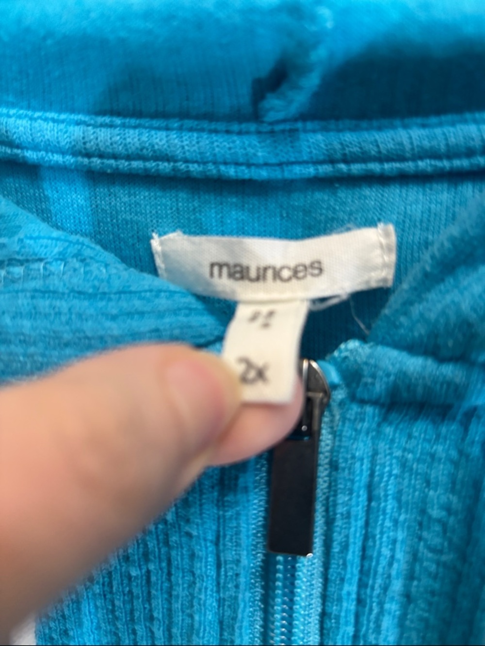 Maurices Turquoise Blue Waffle-Knit Hoodie Cotton Blend - Picture 2 of 10